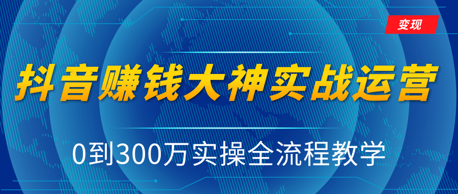 抖音赚钱大神实战运营教程，0到300万实操全流程教学，抖音独家变现模式-小牛学府