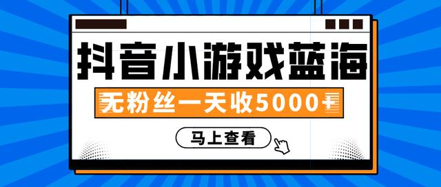 赚钱计划:抖音小游戏蓝海项目,无粉丝一天收入5000+-小牛学府