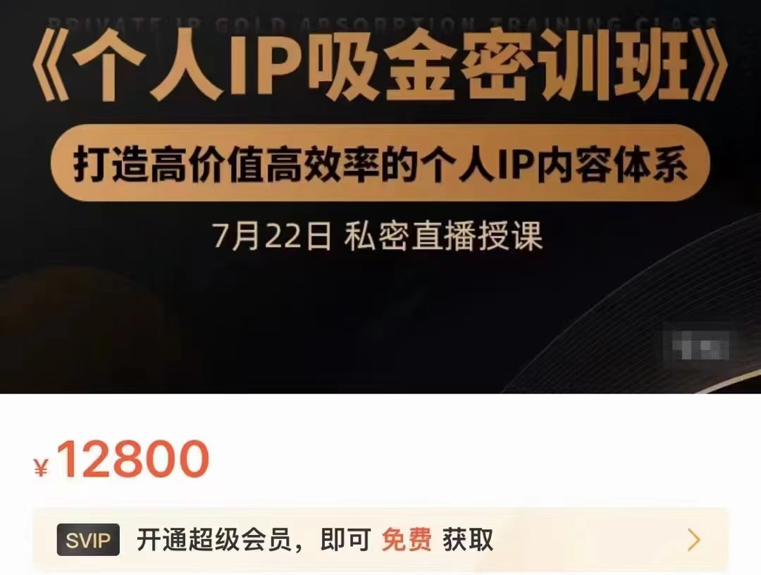 个人IP吸金密训班,打造高价值高效率的个人IP内容体系(价值12800元)-小牛学府