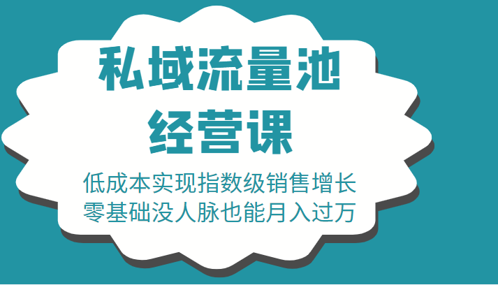 16堂私域流量池经营课：低成本实现指数级销售增长，零基础没人脉也能月入过万-小牛学府