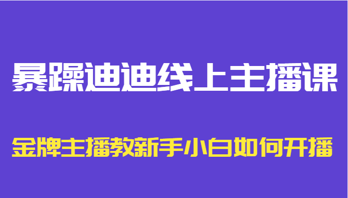 暴躁迪迪线上主播课，金牌主播教新手小白如何开播-小牛学府