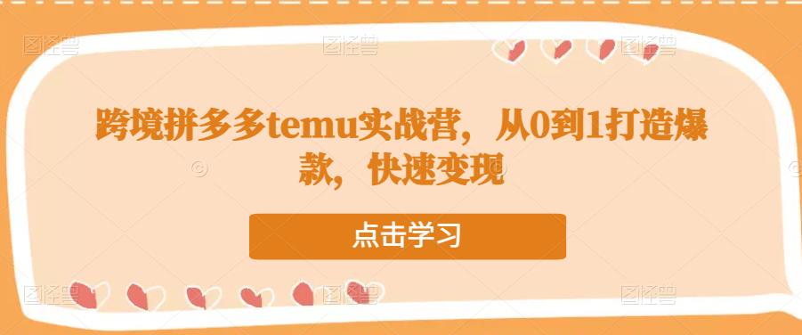 跨境拼多多temu实战营，从0到1打造爆款，快速变现-小牛学府