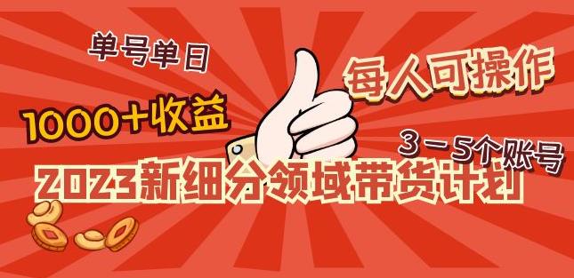 2023新细分领域带货计划:单号单日1000+收益不难,每人可操作3-5个账号-小牛学府