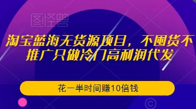淘宝蓝海无货源项目,不囤货不推广只做冷门高利润代发,花一半时间赚10倍钱-小牛学府