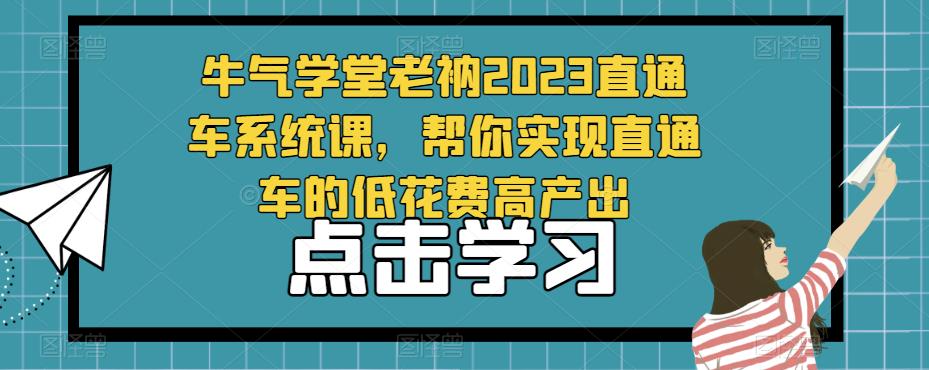 牛气学堂老衲2023直通车系统课,帮你实现直通车的低花费高产出-小牛学府