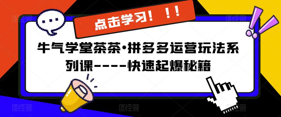 牛气学堂茶茶•拼多多运营玩法系列课—-快速起爆秘籍【更新】-小牛学府
