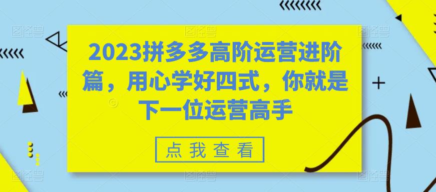 2023拼多多高阶运营进阶篇，用心学好四式，你就是下一位运营高手-小牛学府