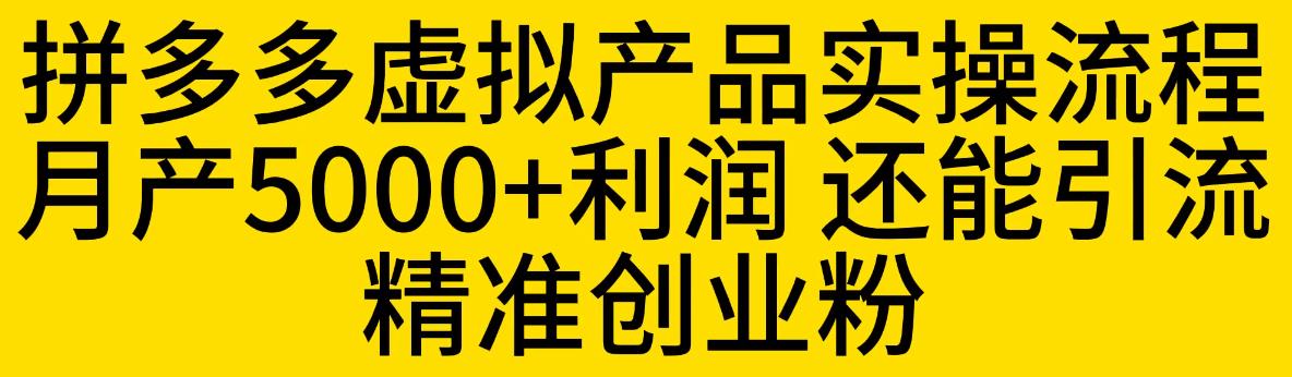 拼多多虚拟产品实操流程，月产5000+利润，还能引流精准创业粉【揭秘】-小牛学府