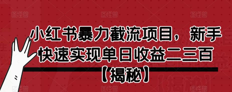 小红书暴力截流项目，新手快速实现单日收益二三百【仅揭秘】-小牛学府