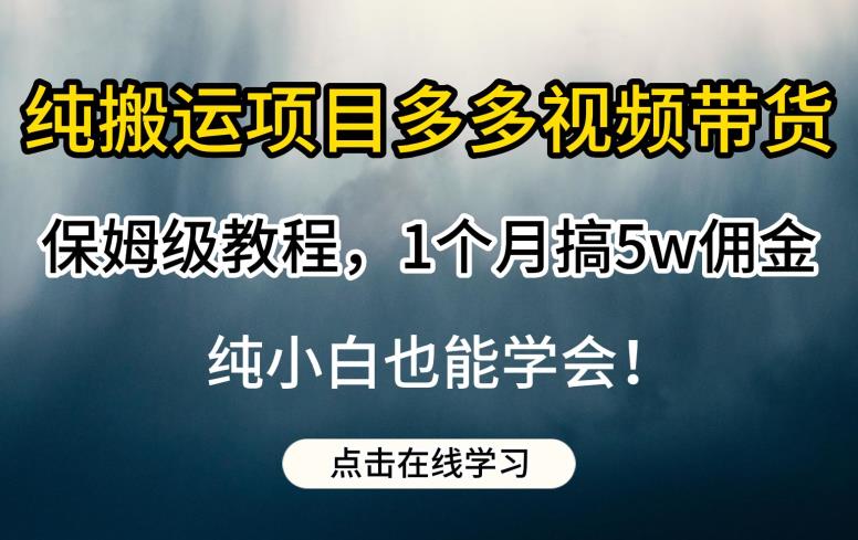 纯搬运项目多多视频带货保姆级教程,1个月搞5w佣金,纯小白也能学会【揭秘】-小牛学府