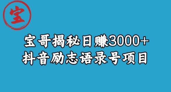 宝哥揭秘日赚3000+抖音励志语录号短视频变现项目-小牛学府