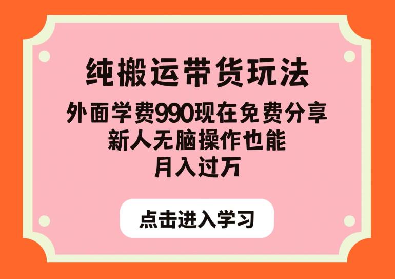 纯搬运带货玩法，外面学费990现在免费分享，新人无脑操作也能月入过万【揭秘】-小牛学府