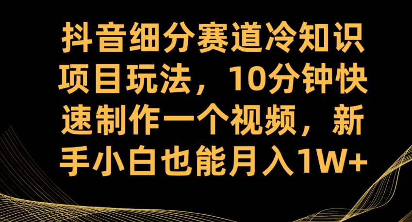 抖音细分赛道冷知识项目玩法，10分钟快速制作一个视频，新手小白也能月入1W+【揭秘】-小牛学府