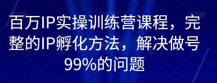 百万IP实操训练营课程,完整的IP孵化方法,解决做号99%的问题-小牛学府