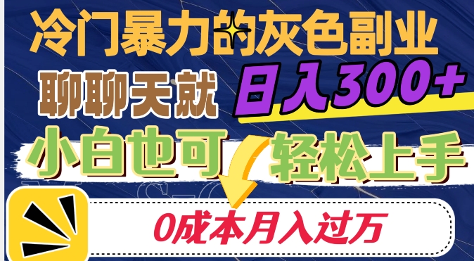 冷门暴利的副业项目，聊聊天就能日入300+，0成本月入过万【揭秘】-小牛学府