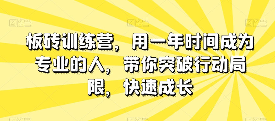 板砖训练营,用一年时间成为专业的人,带你突破行动局限,快速成长-小牛学府