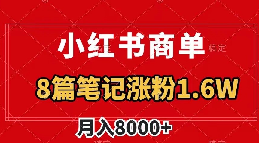 小红书商单最新玩法，8篇笔记涨粉1.6w，作品制作简单，月入8000+【揭秘】-小牛学府