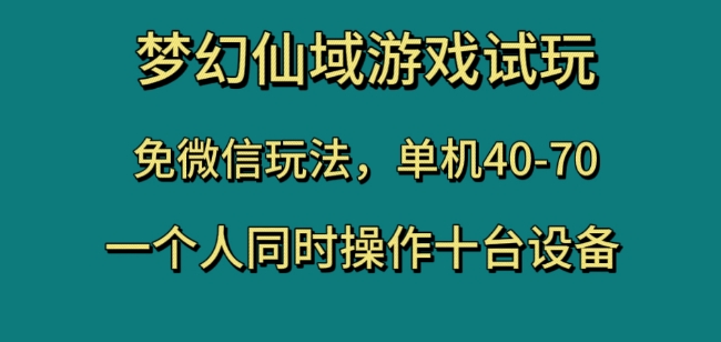 梦幻仙域游戏试玩,免微信玩法,单机40-70,一个人同时操作十台设备【揭秘】-小牛学府