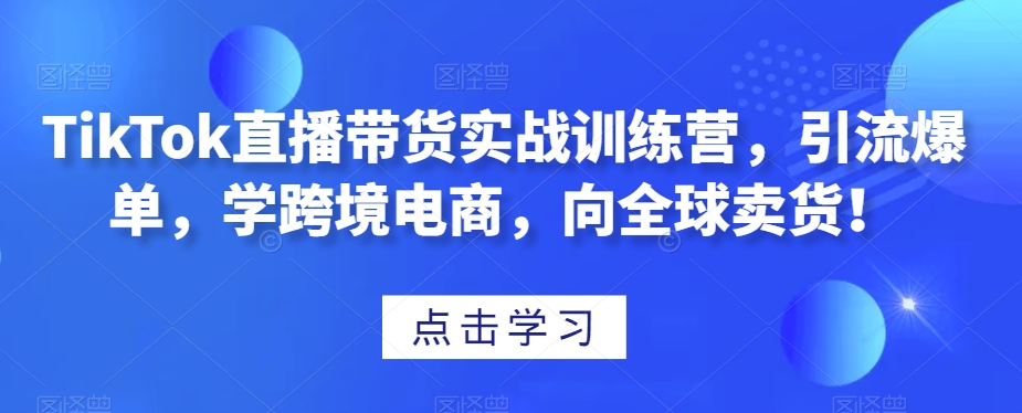 TikTok直播带货实战训练营,引流爆单,学跨境电商,向全球卖货!-小牛学府