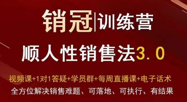 爆款!销冠训练营3.0之顺人性销售法,全方位解决销售难题、可落地、可执行、有结果-小牛学府