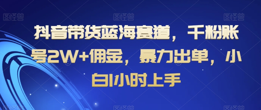 抖音带货蓝海赛道，千粉账号2W+佣金，暴力出单，小白1小时上手【揭秘】-小牛学府