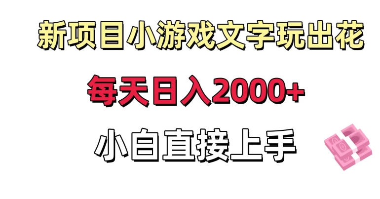 新项目小游戏文字玩出花日入2000+,每天只需一小时,小白直接上手【揭秘】-小牛学府