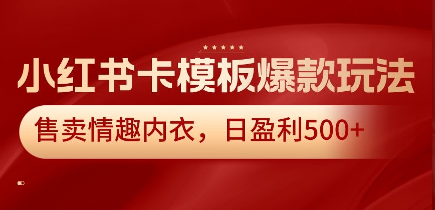 小红书卡模板爆款玩法，售卖情趣内衣，日盈利500+【揭秘】-小牛学府