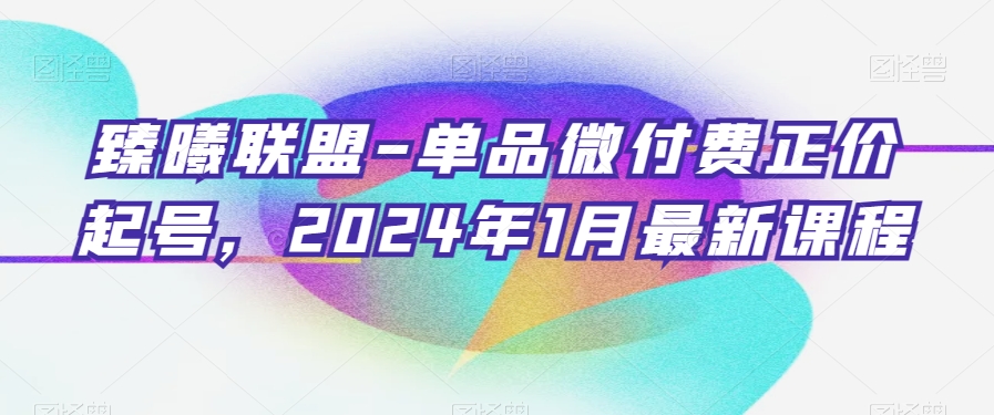 臻曦联盟-单品微付费正价起号，2024年1月最新课程-小牛学府