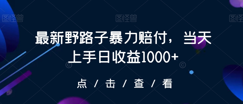 最新野路子暴力赔付，当天上手日收益1000+【仅揭秘】-小牛学府