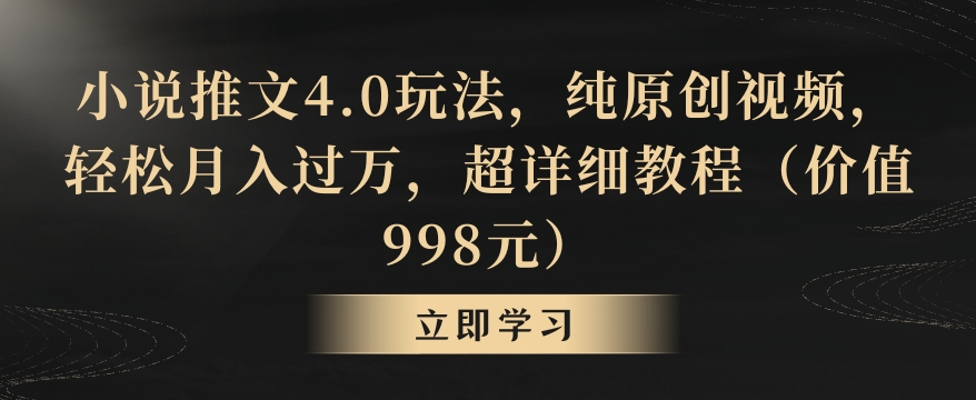 小说推文4.0玩法，纯原创视频，轻松月入过万，超详细教程（价值998元）【揭秘】-小牛学府