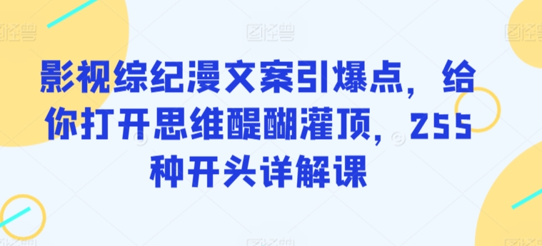 影视综纪漫文案引爆点,给你打开思维醍醐灌顶,255种开头详解课-小牛学府