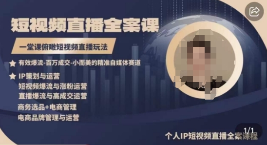 高品质IP短视频直播全案课程，一堂课俯瞰短视频直播玩法-小牛学府