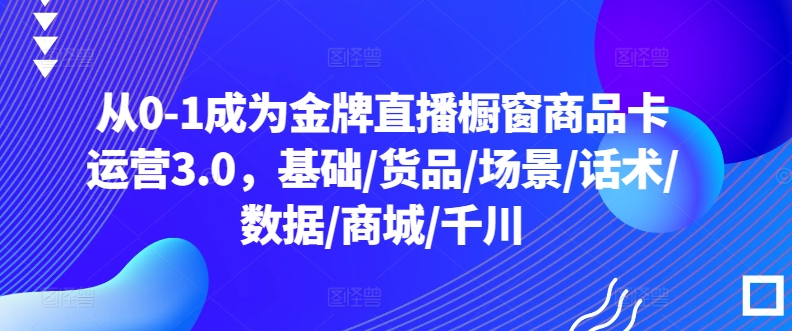 从0-1成为金牌直播橱窗商品卡运营3.0，基础/货品/场景/话术/数据/商城/千川-小牛学府