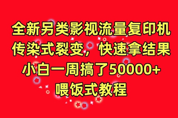 全新另类影视流量复印机，传染式裂变，快速拿结果，小白一周搞了50000+，喂饭式教程【揭秘】-小牛学府