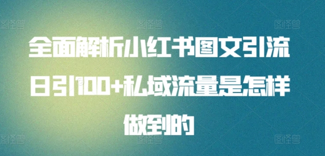 全面解析小红书图文引流日引100+私域流量是怎样做到的【揭秘】-小牛学府