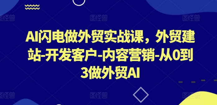 AI闪电做外贸实战课,外贸建站-开发客户-内容营销-从0到3做外贸AI-小牛学府