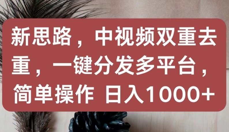 新思路,中视频双重去重,一键分发多平台,简单操作,日入1000+【揭秘】-小牛学府
