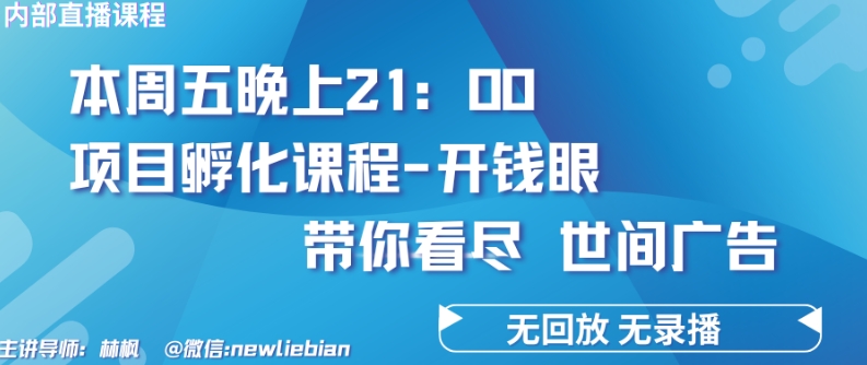 4.26日内部回放课程《项目孵化-开钱眼》赚钱的底层逻辑【揭秘】-小牛学府