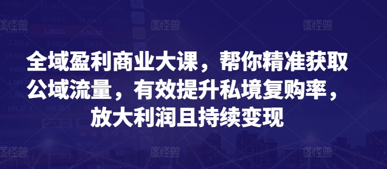 全域盈利商业大课，帮你精准获取公域流量，有效提升私境复购率，放大利润且持续变现-小牛学府