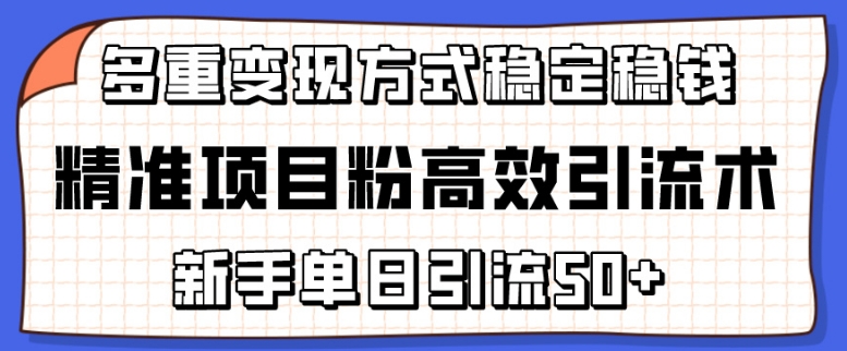 精准项目粉高效引流术，新手单日引流50+，多重变现方式稳定赚钱【揭秘】-小牛学府