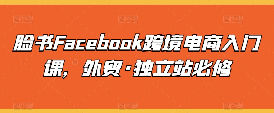 脸书Facebook跨境电商入门课，外贸·独立站必修-小牛学府