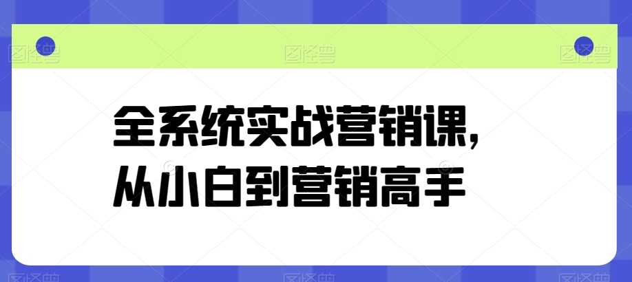 全系统实战营销课,从小白到营销高手-小牛学府