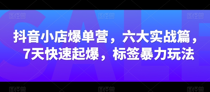 抖音小店爆单营,六大实战篇,7天快速起爆,标签暴力玩法-小牛学府