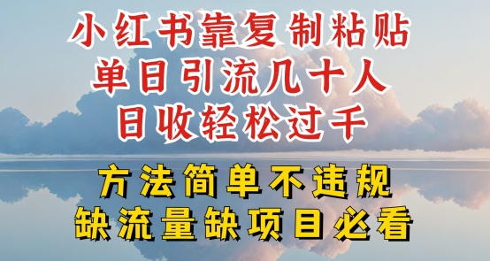小红书靠复制粘贴单日引流几十人目收轻松过千，方法简单不违规【揭秘】-小牛学府