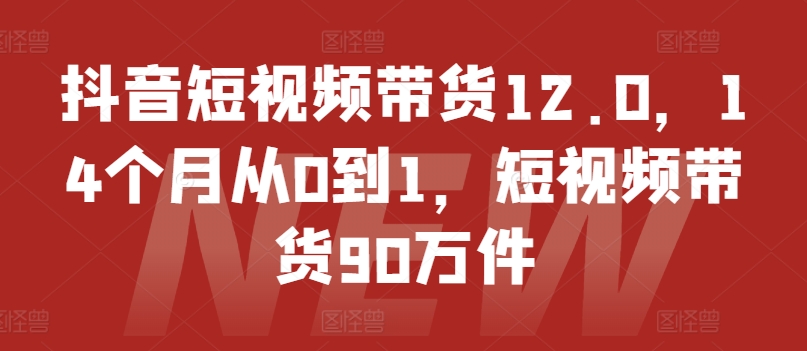 抖音短视频带货12.0，14个月从0到1，短视频带货90万件-小牛学府