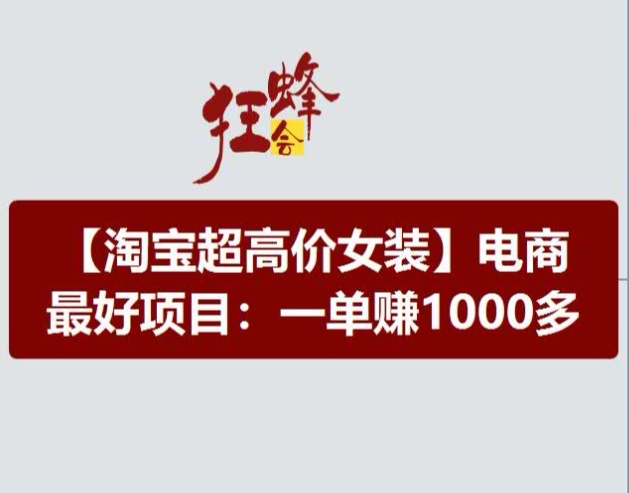 淘宝超高价女装项目，电商最好赛道，一单赚1000多-小牛学府