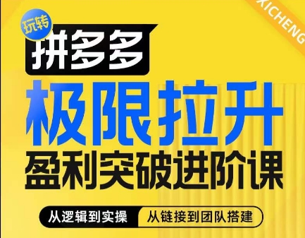 拼多多极限拉升盈利突破进阶课，​从算法到玩法，从玩法到团队搭建，体系化系统性帮助商家实现利润提升-小牛学府