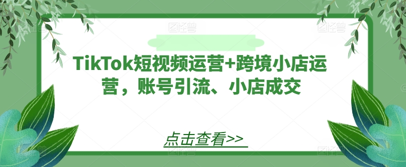 TikTok短视频运营+跨境小店运营,账号引流、小店成交-小牛学府