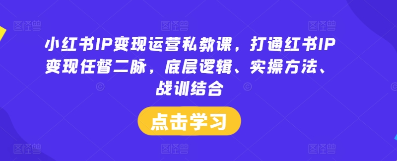 小红书IP变现运营私教课,打通红书IP变现任督二脉,底层逻辑、实操方法、战训结合-小牛学府