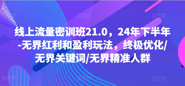 线上流量密训班21.0，24年下半年-无界红利和盈利玩法，终极优化/无界关键词/无界精准人群-小牛学府